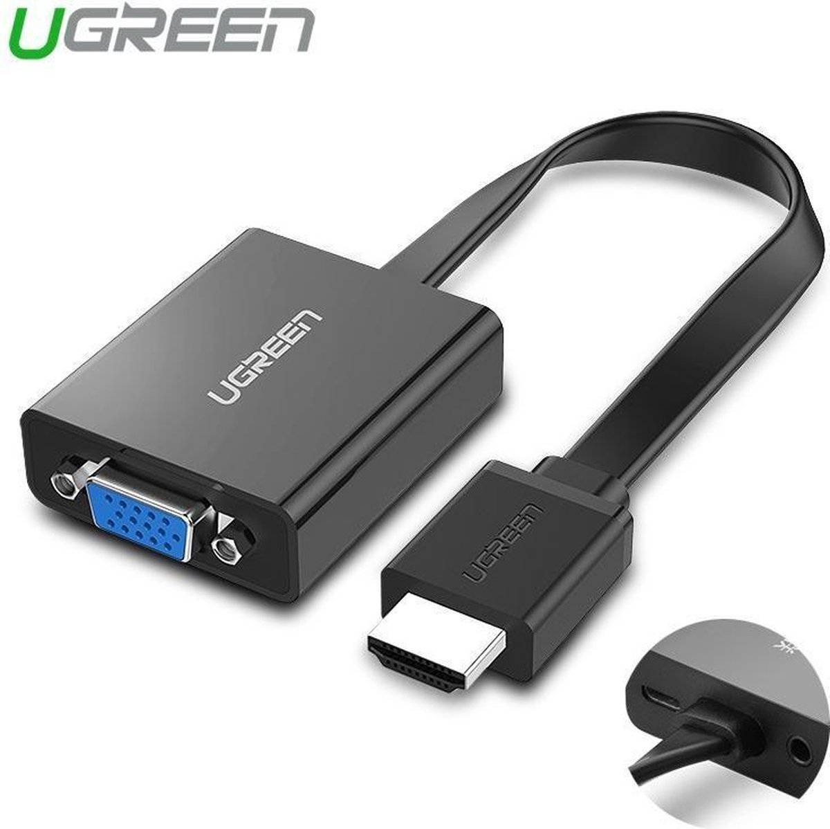 UGREEN 40248 Adapter / HDMI - VGA micro USB / audio 3.5mm mini jack - Black