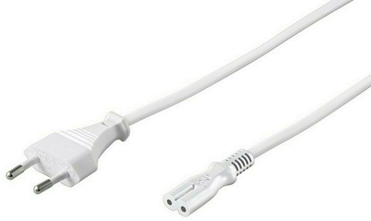 Pro Strømkabel C7 (2 pins) - Hvid - 5m - Lige