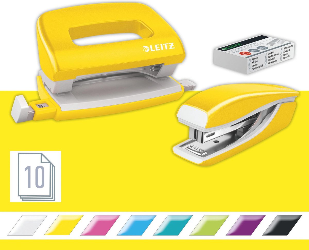 Leitz Hæftemaskine & hulapparat sæt WOW Mini NeXXt WOW Mini blister Gul