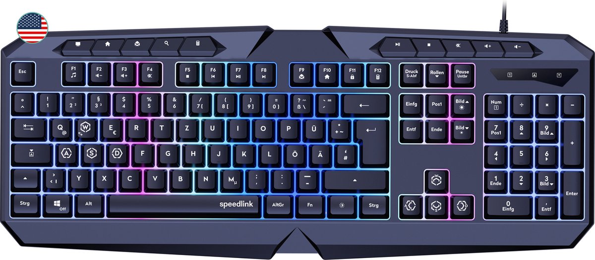 Speed-Link LUDICIUM RGB Rainbow - Gaming Tastatur - Amerikansk engelsk - Sort