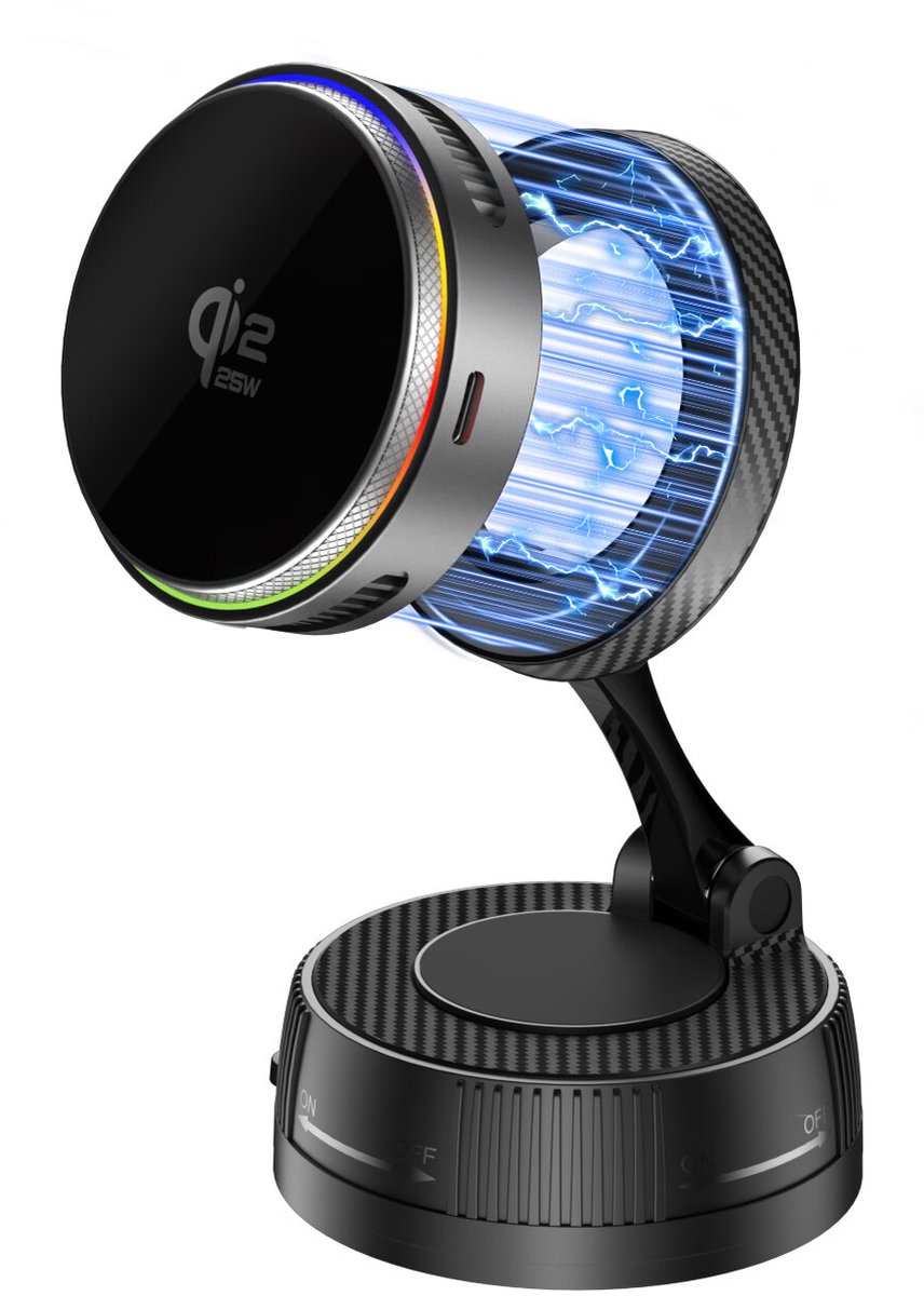 4smarts Qi2 25W MagSafe charger with cooling RGB 360 mount space grey