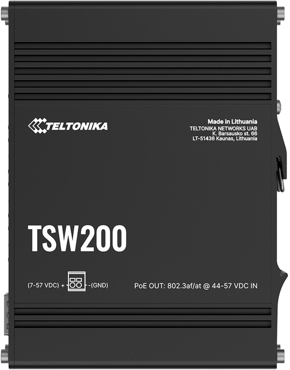 Teltonika TSW200 Industrial PoE+ Switch (TSW2000000B0 / Standard package without PSU)