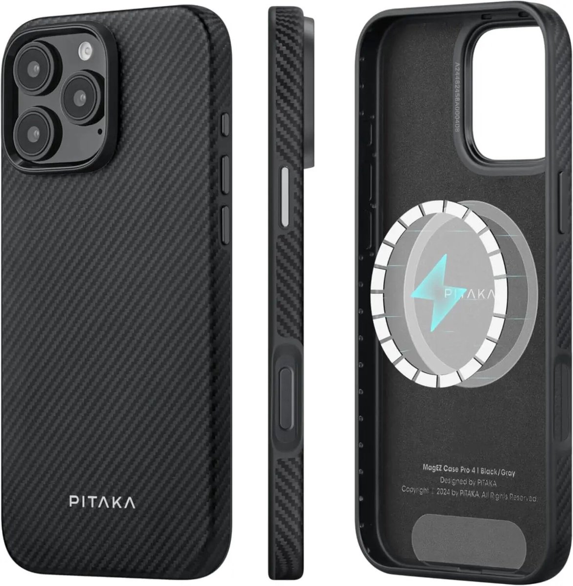 PITAKA Military-Grade Protective Case Black/Grey Twill - iPhone 16 Pro