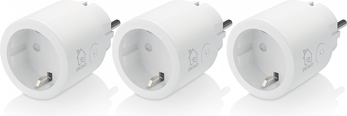 Deltaco Kontakt, Wi-Fi 2,4GHz, 1xCEE 7/3, 10A, timer, 220-240V, 3-pak, hvid