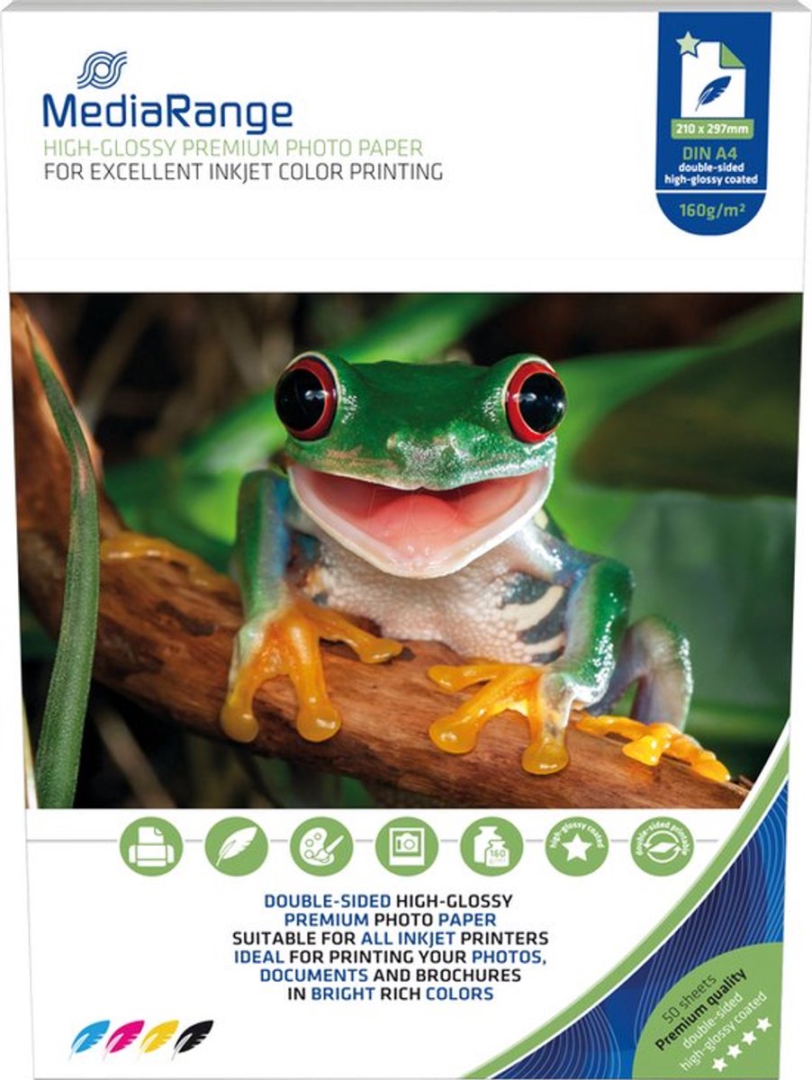MediaRange High-glossy - white - A4 (210 x 297 mm) - 160 g/m² - 50 sheet(s) photo paper