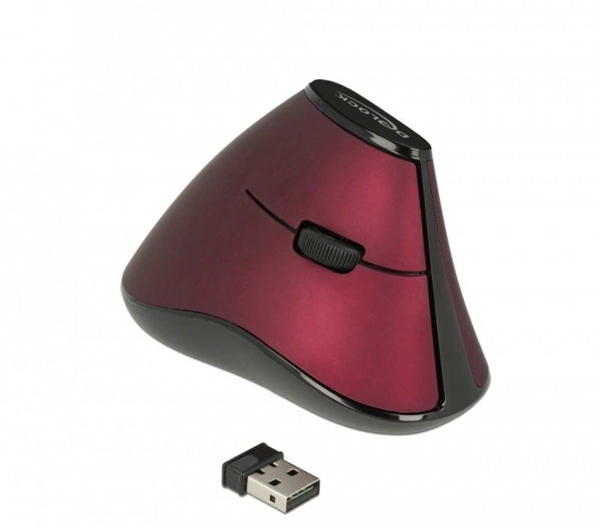 DeLOCK - vertical mouse - 2.4 GHz - black / red - Vertical mouse - Optisk - 5 knapper - Sort