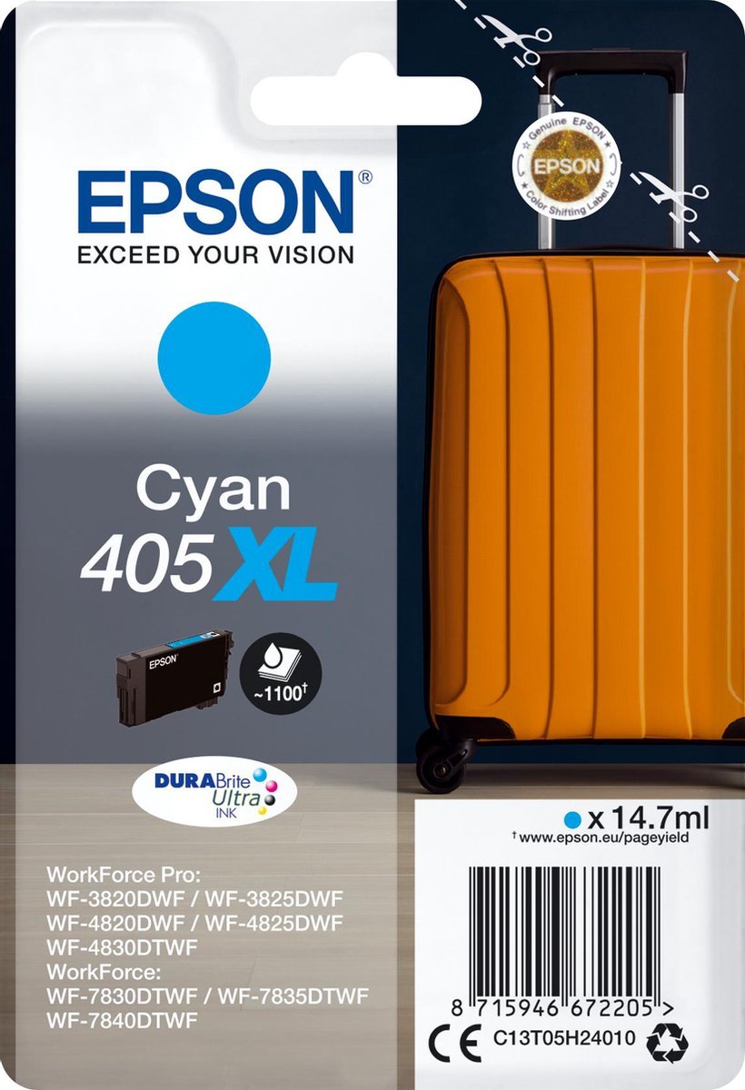 Epson 405XL - cyan - original - ink cartridge