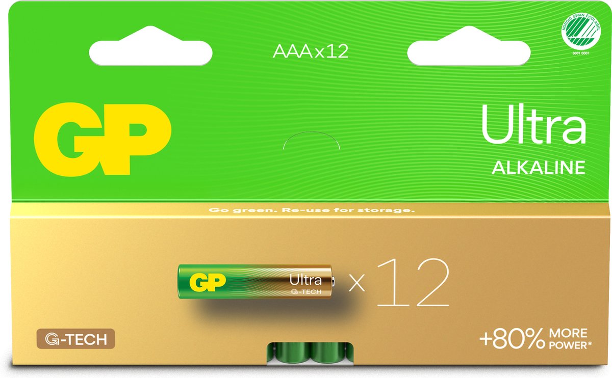 GP Battery Ultra Alkaline AAA/LR03 12-pack