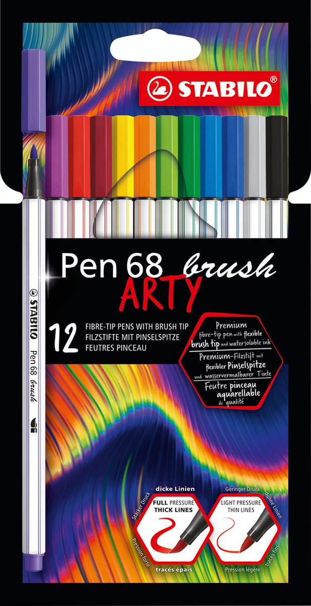 STABILO Pen 68 ARTY, sæt med 12 pensel penne
