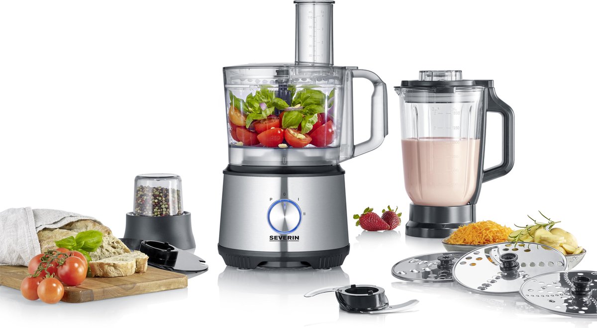 SEVERIN Køkkenmaskine KM 3892 - food processor - 1200 W - brushed stainless steel/black