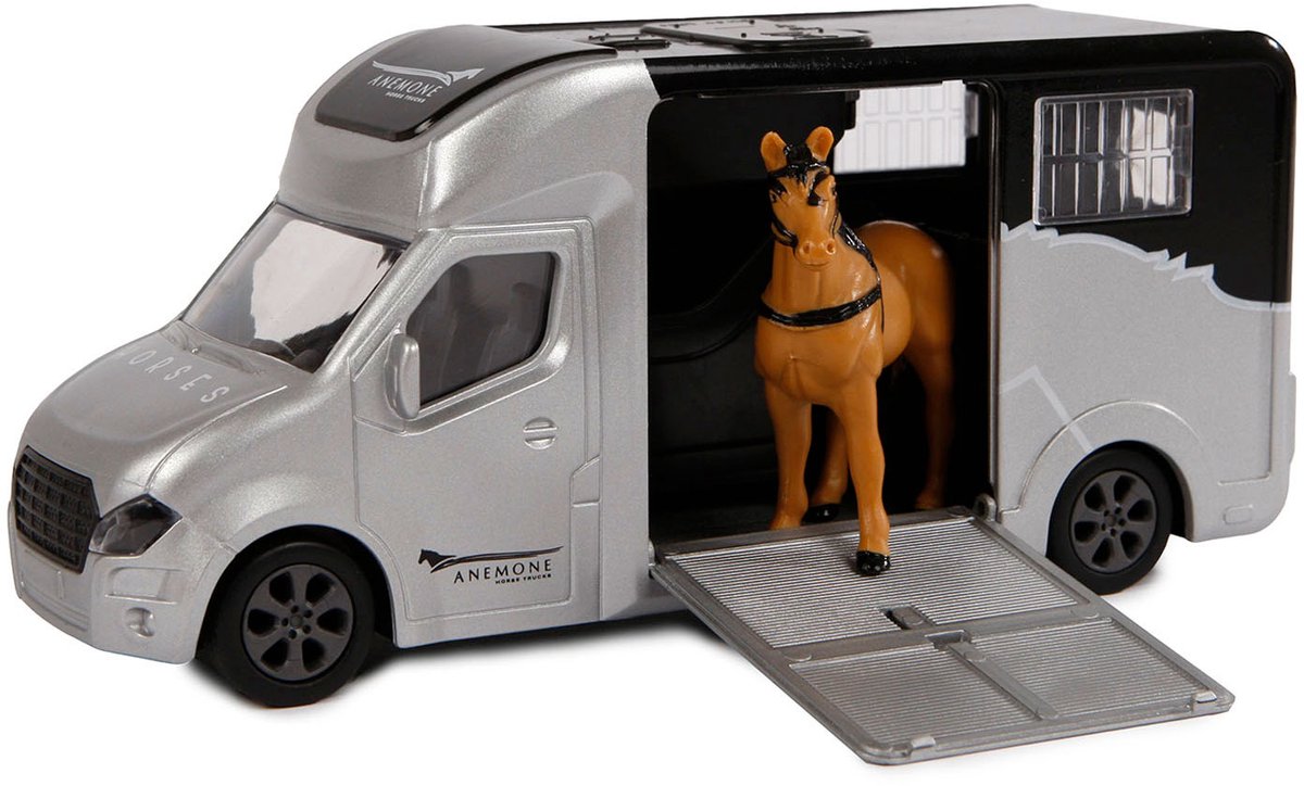 Kids Globe Die-cast Horse Truck with Light and Sound Gray