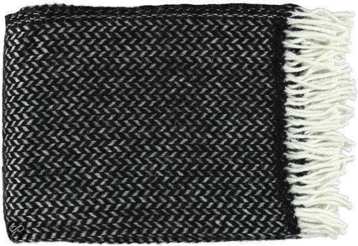 Klippan Yllefabrik Plaid en laine Polka noir