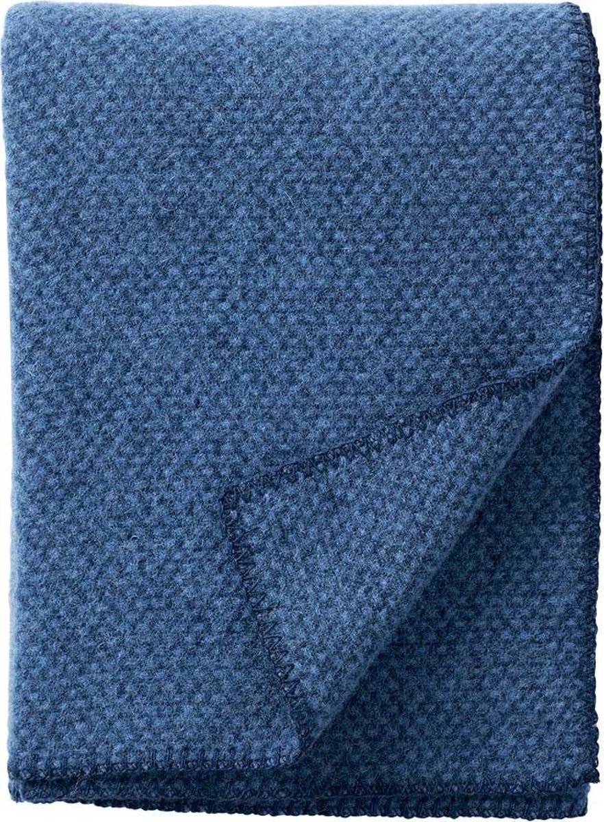 Klippan Yllefabrik Plaid en laine Domino Sea blue