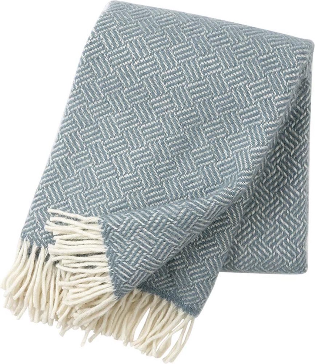 Klippan Yllefabrik Plaid en laine Samba bleu plomb