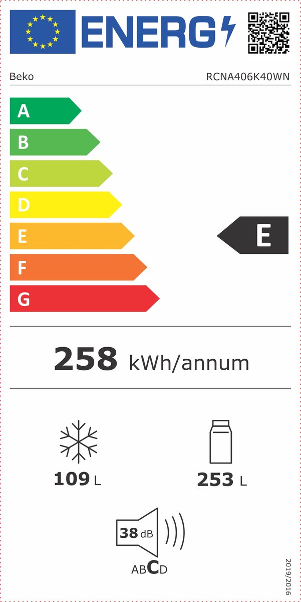 Beko Combi NeoFrost Réfrigérateur à double refroidissement RCNA406K40WN