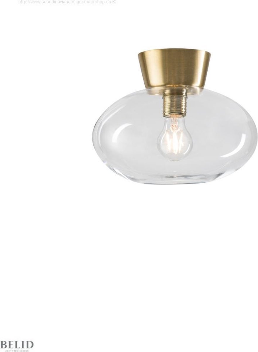 Belid Plafonnier verre transparent Bullo Ø27 cm Laiton