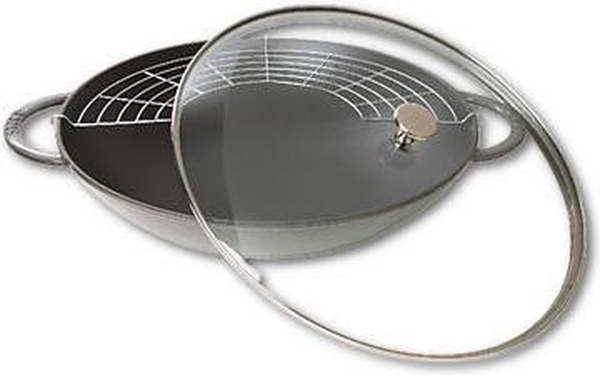 STAUB Wok avec couvercle en verre Ø37 cm 5,7 L Gris