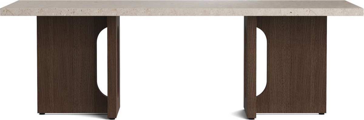 Audo Copenhagen Table de salon Androgyne sable/kunis breccia, structure en chêne lasuré foncé