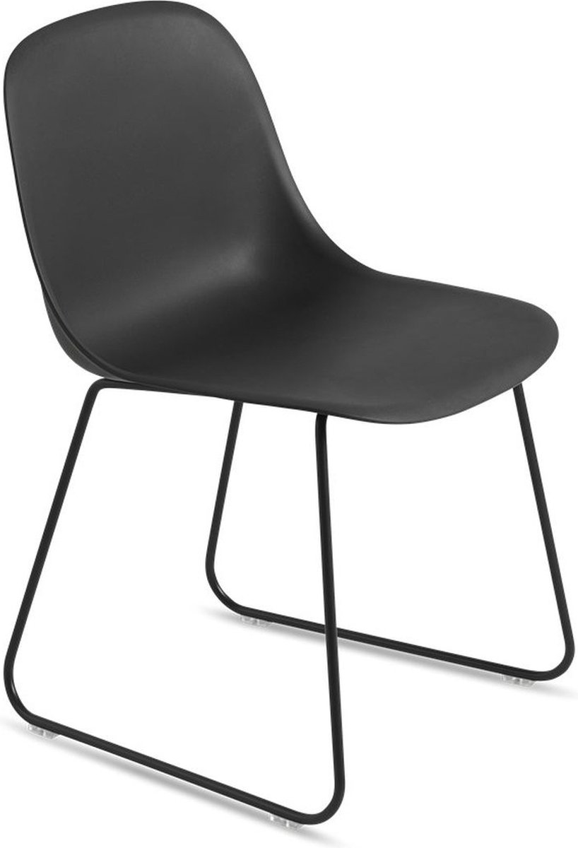 Muuto Chaise Fiber structure acier assise plastique Black-Anthracite black