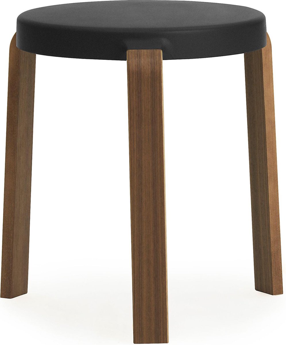Normann Copenhagen Tabouret Tap black, pieds en noyer
