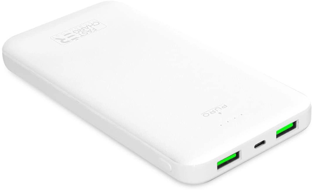 Puro Powerbank White 10000mAh 12W 2xUSB-A + USB-C - White - 10000 mAh