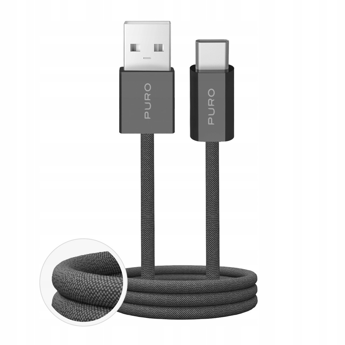 Puro Fabrik 2.0 10W USB-A - USB-C Braided Cable 1.5 m - Dark Green