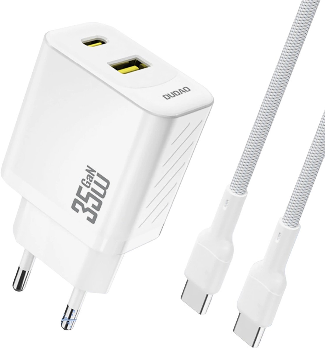 Dudao A27 MaxC 35W GaN Wall Charger + USB-C Cable - White