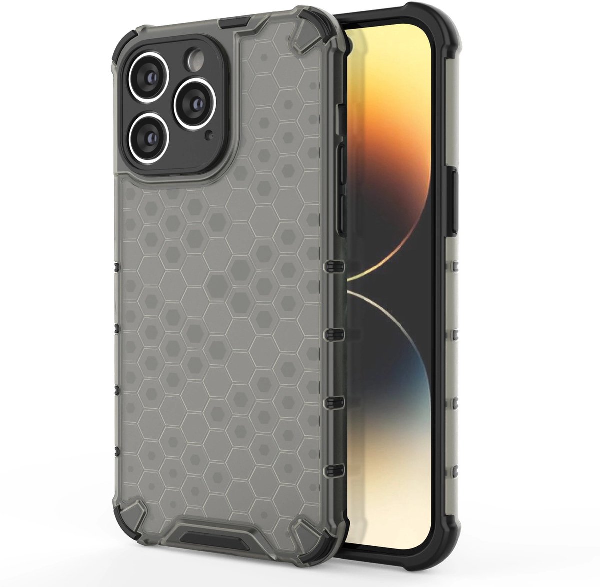 Hurtel Honeycomb Case for iPhone 14 Pro Max Armored Hybrid Cover Black