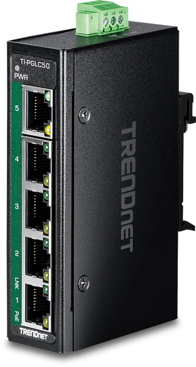 TRENDnet TI-PGLC50 - Version V1 - switch - industrial mini - 5 ports - TAA Compliant