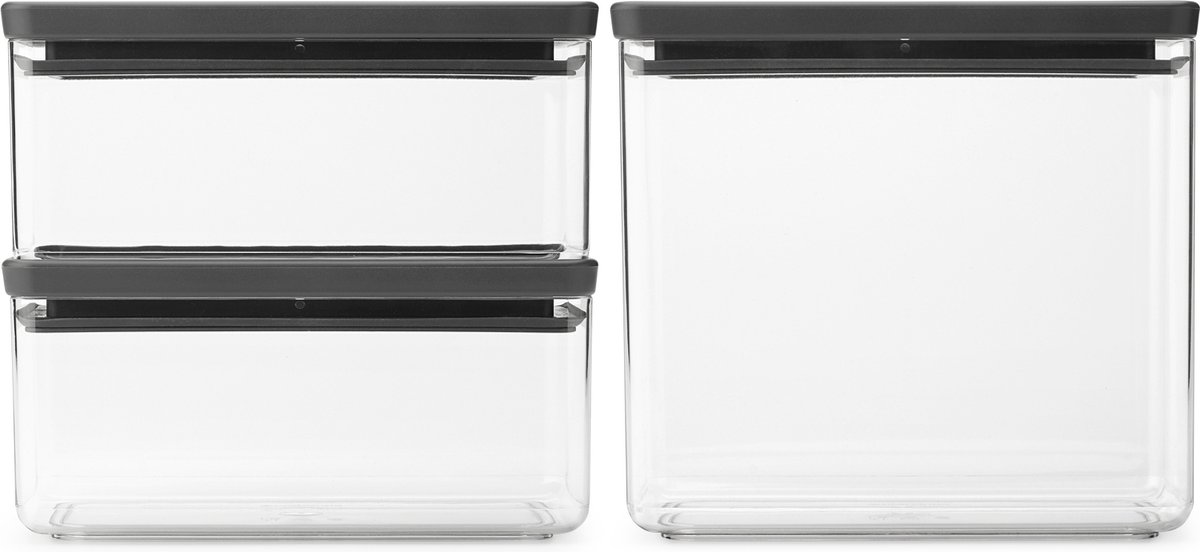 Brabantia TASTY+ boîte empilable 3 parties 2x1,5 L+3,5 L Gris foncé
