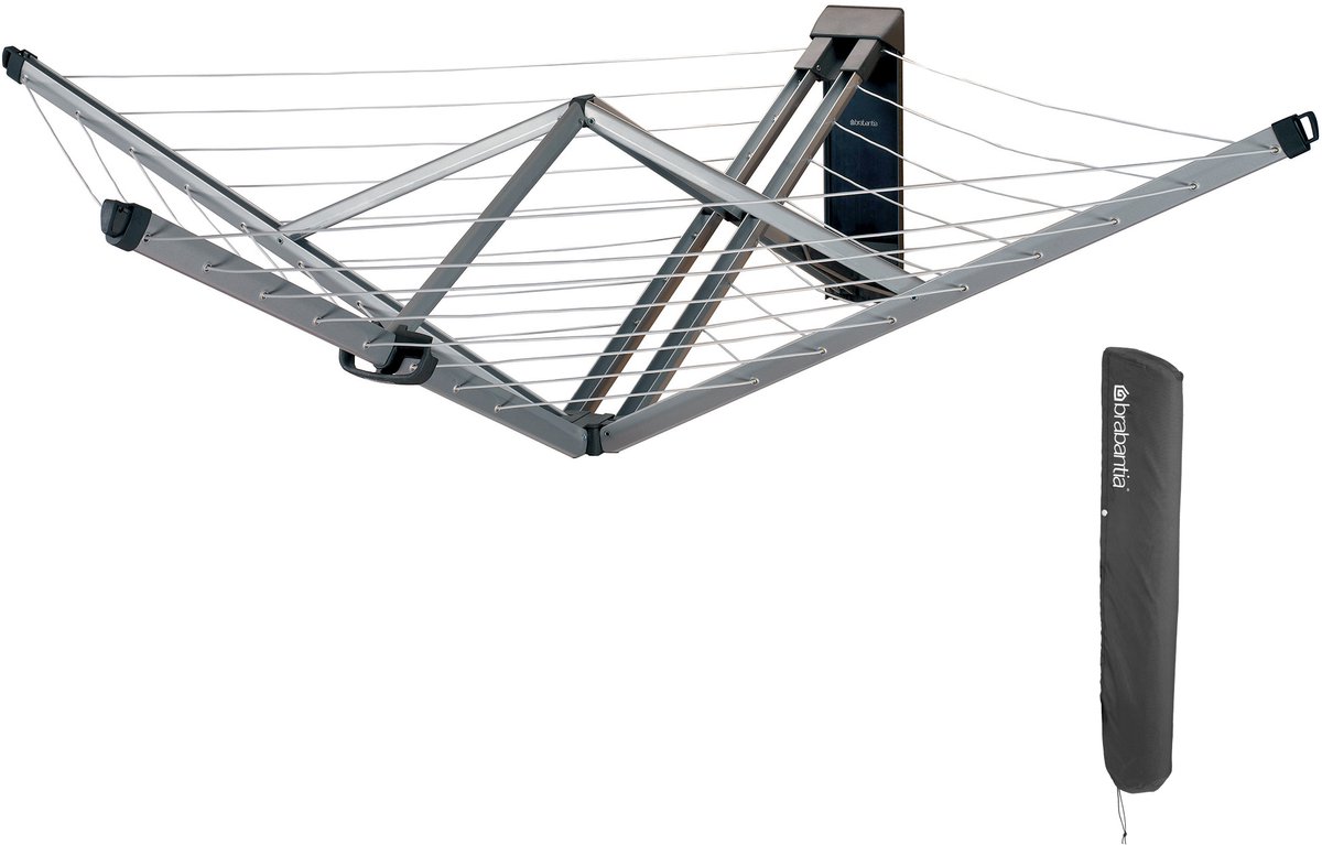Brabantia Étendoir mural WallFix 24 m avec housse en tissu Gris