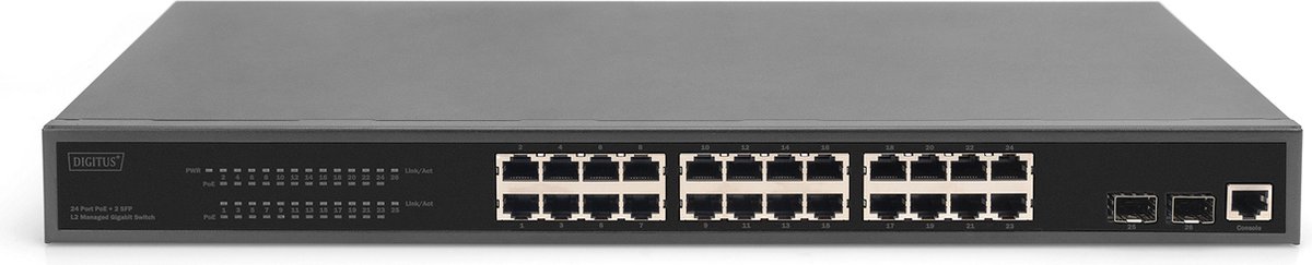 DIGITUS - switch - 19" L2 2 uplink ports af/at - 24 ports - Managed - rack-mountable
