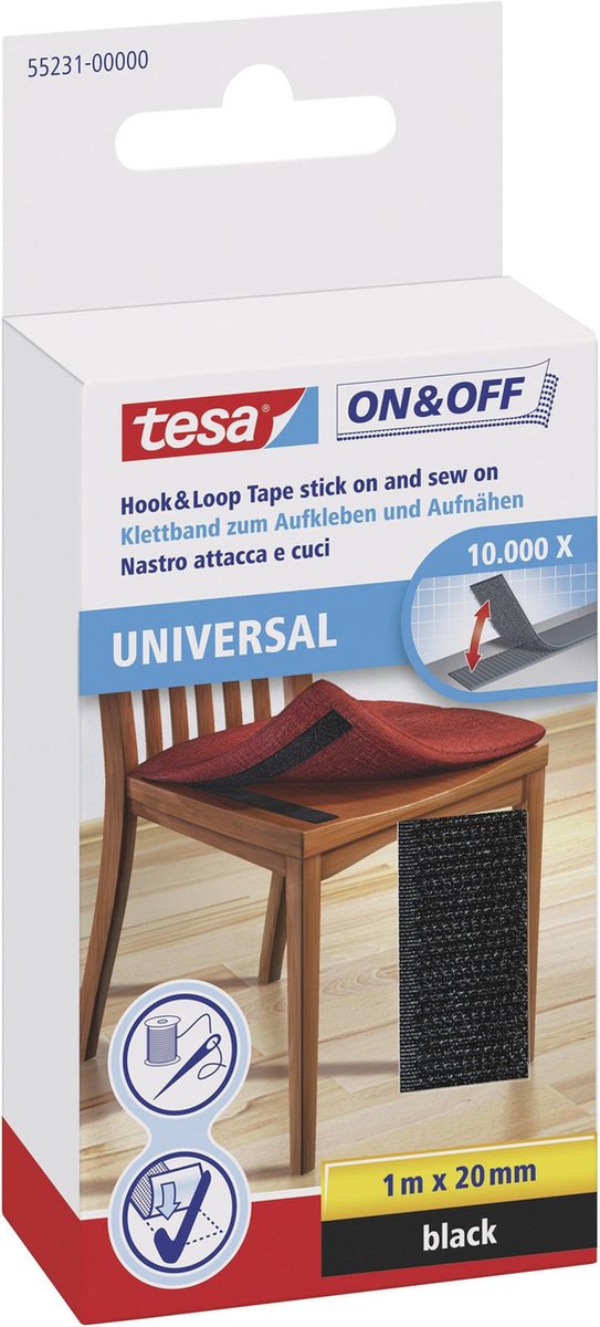 tesa On & Off - mounting adhesive - 2 cm x 1 m - black