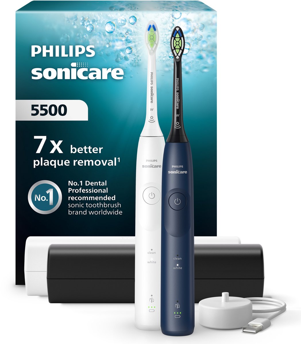 Philips Eltandbørste Sonicare 5500 series HX7119 - tooth brush - white/navy blue