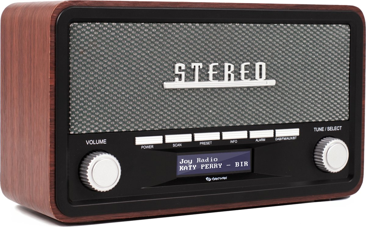 DENVER DAB-18 - clock radio - Bluetooth - DAB/DAB+/FM - Stereo - Brun