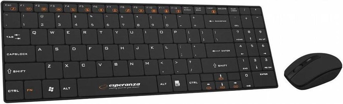 Esperanza WIRELESS SET 2.4GHZ USB LIBERTY BLACK - Tastatur & Mus sæt - Sort