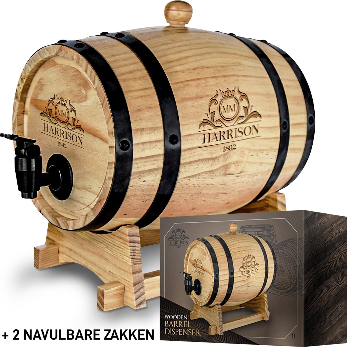 Mikamax Wooden Barrel Dispenser