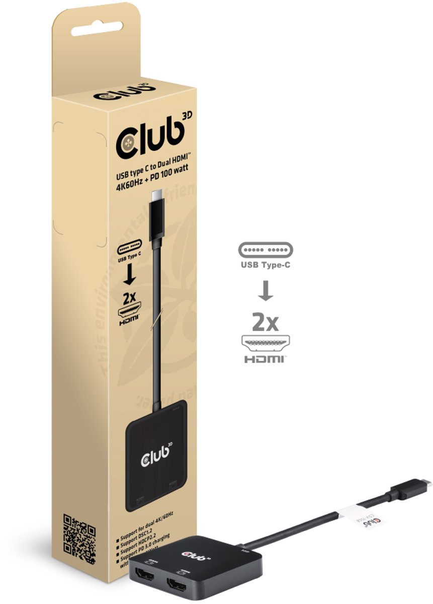 Club 3D adapter - USB-C / HDMI - 15 cm