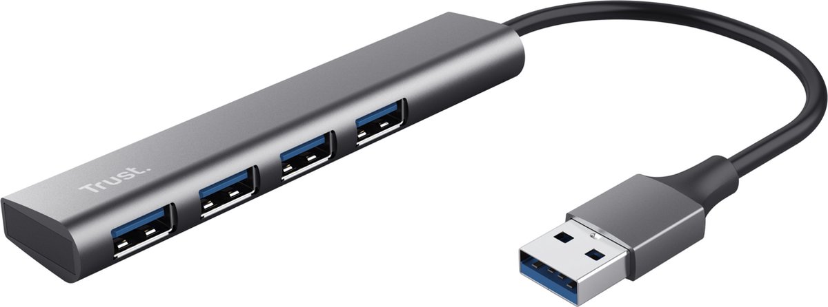 Trust Halyx 4 Port USB 3.2 Gen1 Hub USB hub - 4 ports - Grå