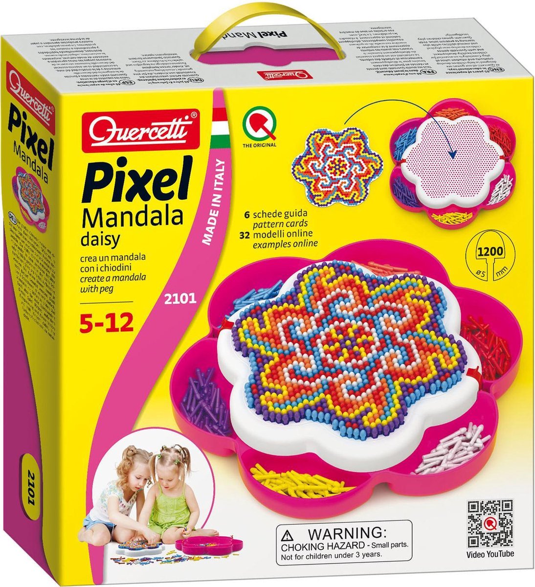 Quercetti FantaColor Mandala Daisy peg mosaic - 1200 pieces