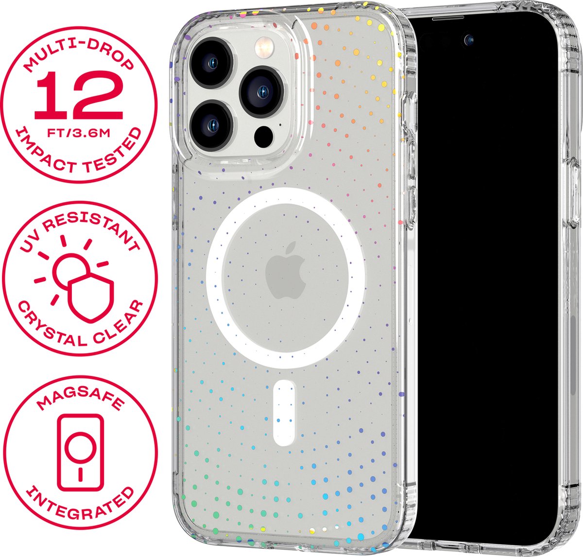 Tech21 Evo Sparkle MagSafe iPhone 14 Pro Max Transparent