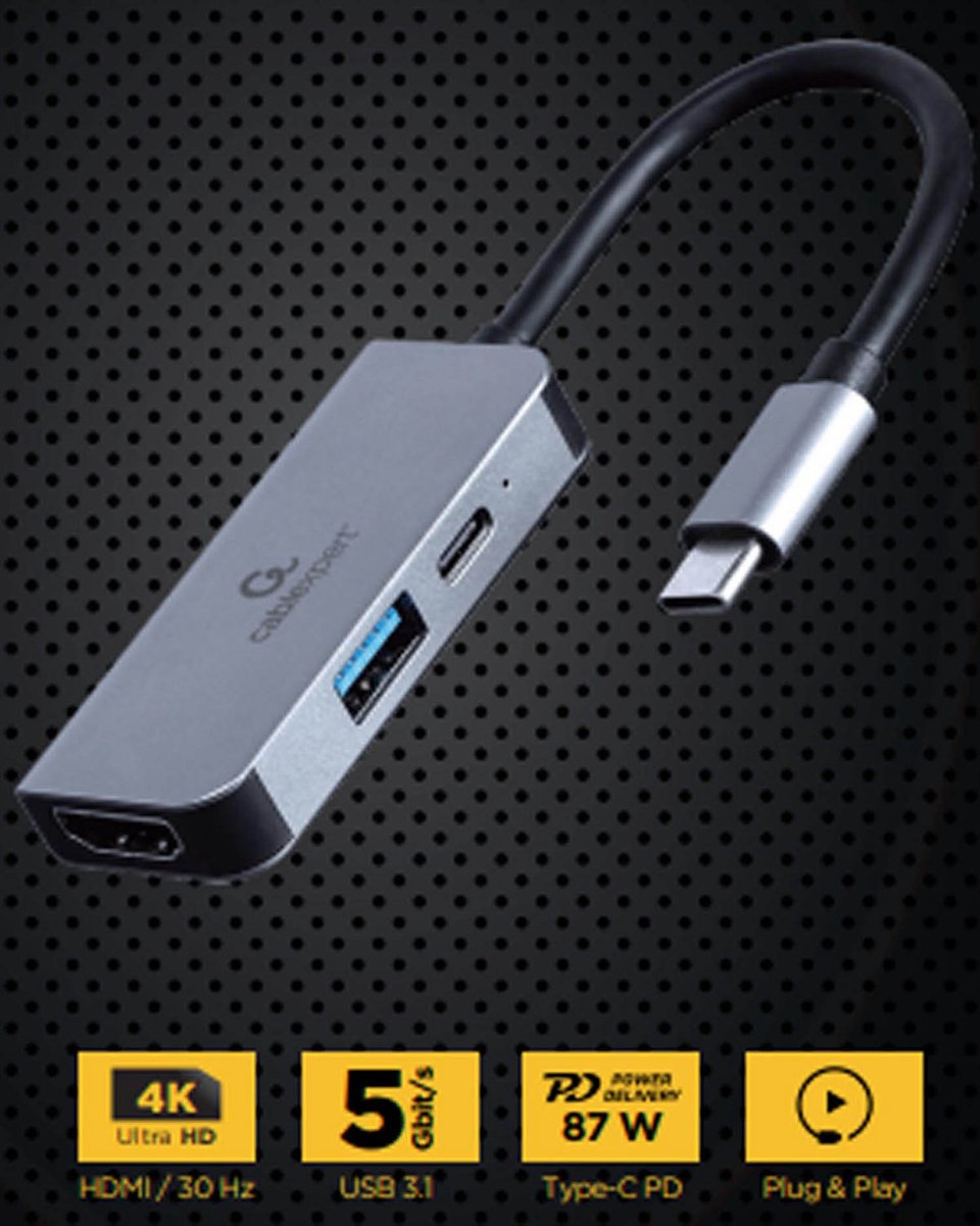 Gembird Cablexpert A-CM-COMBO3-02 - docking station - USB-C 3.1 - HDMI