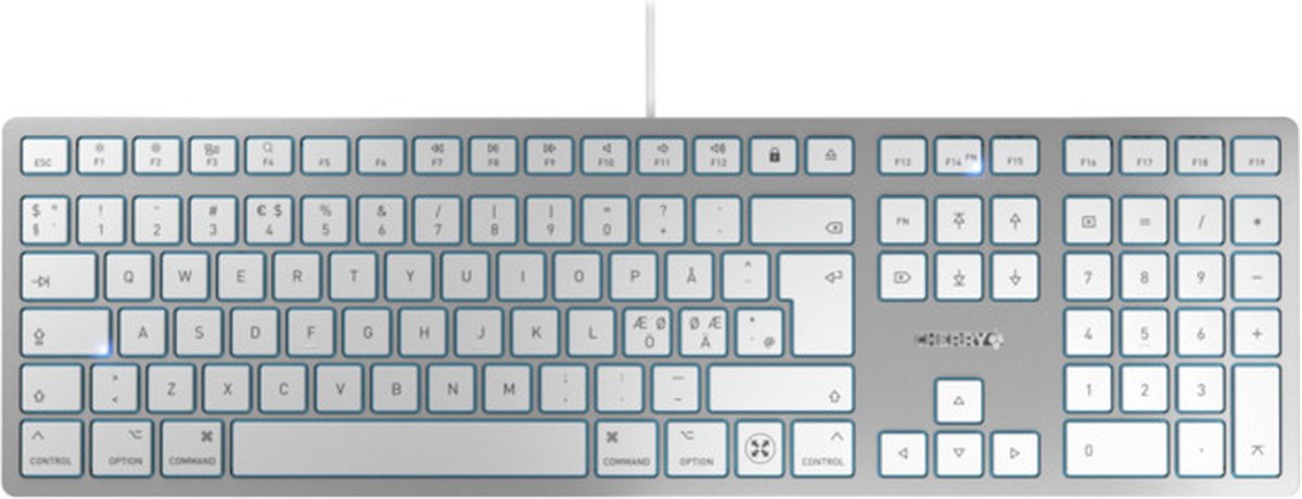 Cherry KC 6000 SLIM FOR MAC - Tastatur - Nordisk - Sølv