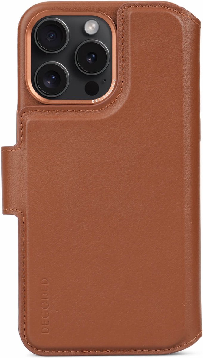 Decoded Leather Detachable Wallet for iPhone 15 Pro Max Tan