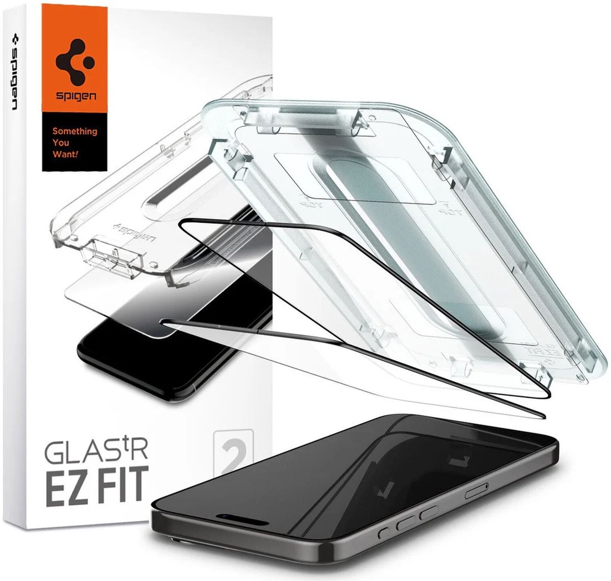 Spigen Glass tR EZ Fit 2 Pack - FC Black - iPhone 15 Pro Max