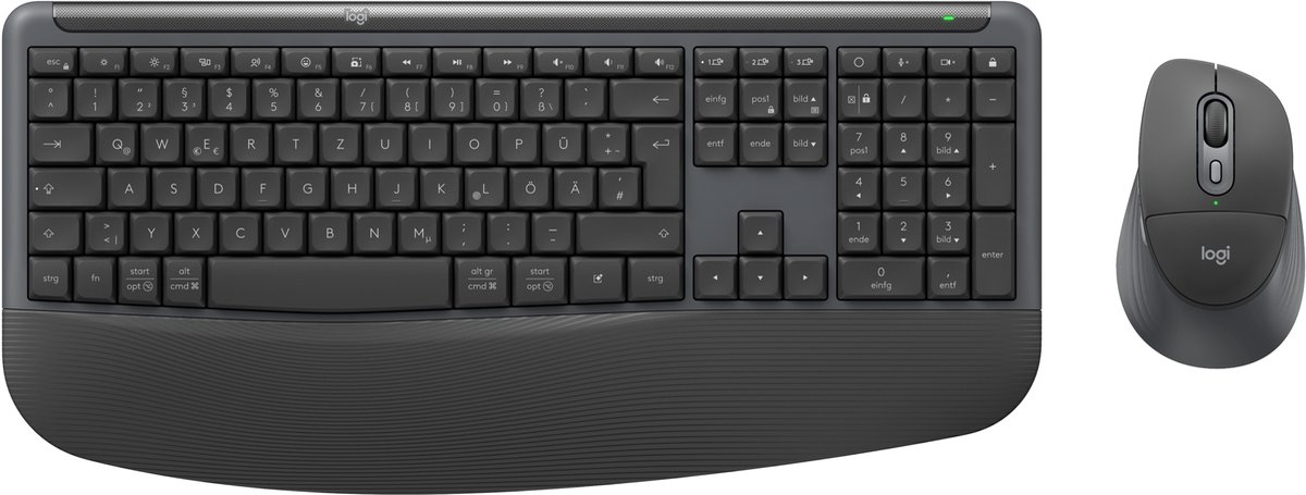 Logitech Signature Comfort Plus Combo MK880 (Graphite) - Tastatur & Mus sæt - Tysk - Grå