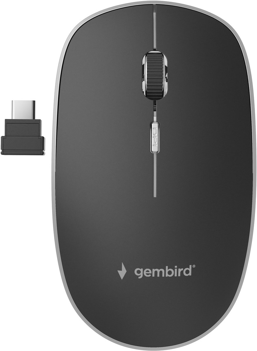 Gembird Silent wireless optical mouse - USB-C receivcer - Mus - Optisk - 4 knapper - Sort
