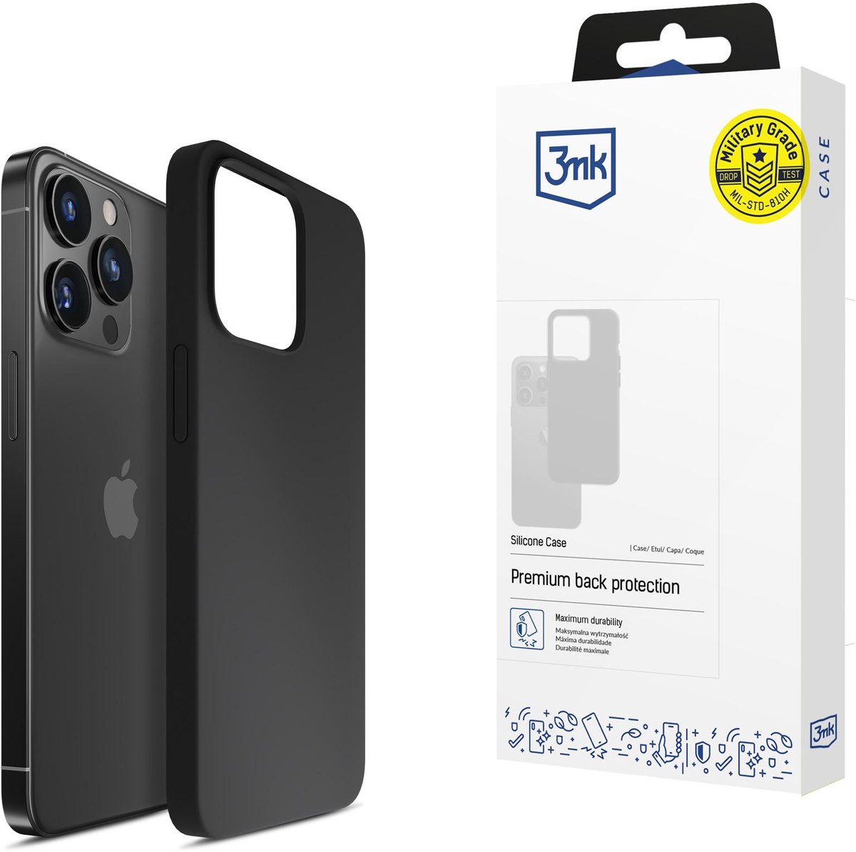 3mk Silicone Case for iPhone 16 Pro Max - Black