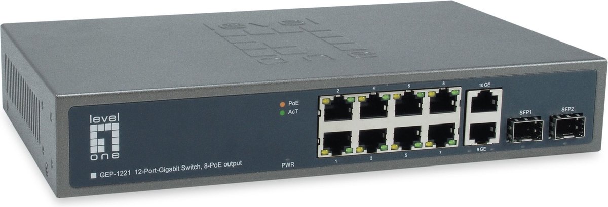LevelOne GEP-1221 - switch - 12 ports - unmanaged - rack-mountable