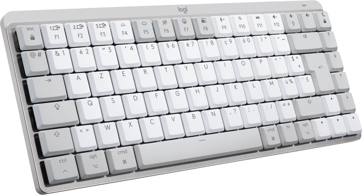 Logitech MX Mechanical Mini for Mac - Minimalist Wireless Illuminated Performance Keyboard Pale Grey - FR - Tastatur - Fransk - Grå